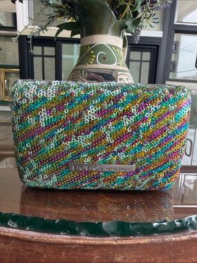 BCBGeneration Vibrant Multi Color Sequin Clutch with Silver Chain